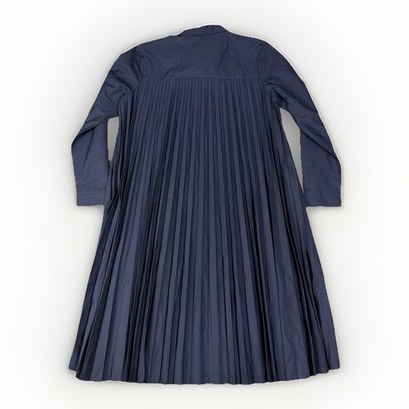 J Jill Pleated Back Shirt Dress Size M Navy Minimalist Blue Collared Button NWT - Picture 4 of 13